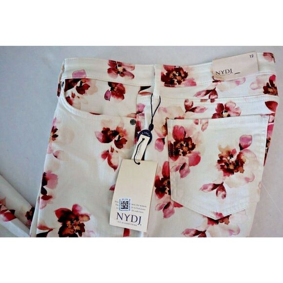 NYDJ Womens Sz 12 Bonnieux Floral-Print Sheri Slim Released-Hem Ankle Jeans $119 - Picture 4 of 10